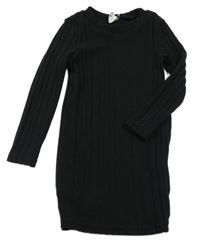 Čierne úpletové rebrované šaty shein