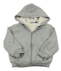 Sivá melírovaná zateplená prepínaci mikina s kapucňou Lupilu