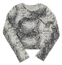 Sivo-biele vzorované crop tričko River Island