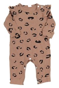 Staroružový rebrovaný vzorovaný overal Shein