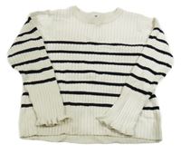 Smetanovo-čierny pruhovaný rebrovaný ľahký sveter H&M