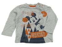 Šedé melírované triko s Mickeym C&A