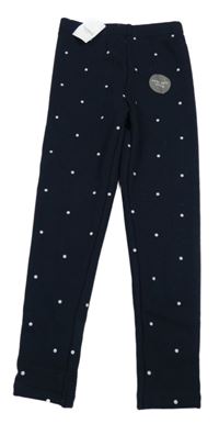 Nové - tmavomodré puntíkaté zateplené legíny Nutmeg