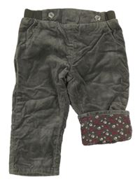 Tmavošedé sametové podšité kalhoty Lupilu