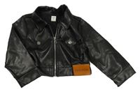 Čierna crop koženková bunda Shein