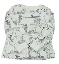 Bílé pyžamové triko s pejsky Tu