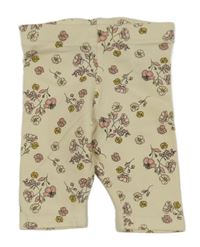 Smotanové kvetované crop legíny Primark