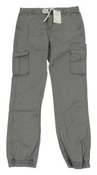 Nové - šedé plátěné cuff kalhoty s kapsami M&S