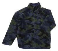 Tmavomodro-zelená army huňatá podšitá mikina dunnes
