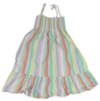 Farebné pruhované trblietavé plátenné šaty H&M