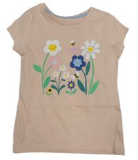 Světlerůžové tričko s květy Mothercare
