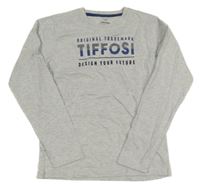 Svetlosivé melírované tričko s nápisom Tiffosi