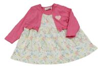 Bílo-růžové květované šaty s našitým bolerkem Ergee