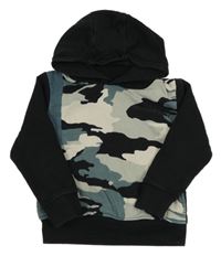 Černo-modro-béžová army mikina s kapucí Next