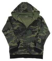 Khaki-černá amry propínací mikina s kapucí Primark