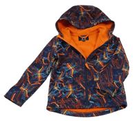 Tmavomodro-světolemodro-oranžová vzorovaná softhsellová bunda s kapucí Mountain Warehouse