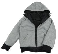 Šedá oboustranná mikinobunda s kapucňou