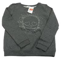 Nové - Tmavosivá mikina s lebkou z flitrů H&M