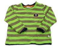 Zeleno-hnedá pruhovaná mikina s psíkom Liegelind