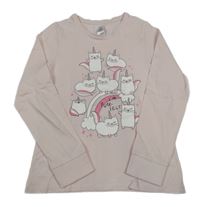 Světlerůžové triko s kočičkami C&A