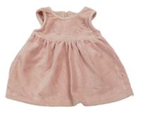 Ružové rebrované zamatové šaty s kvetmi Dunnes Stores