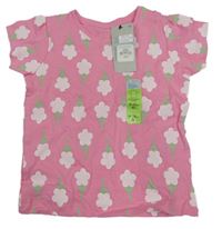 Nové - Ružové kvetované tričko Primark