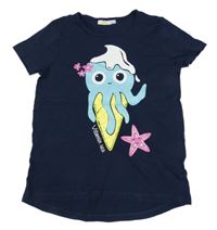 Tmavomodré tričko s chobotnicí Kids