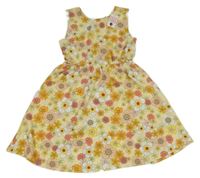 Nové - Žlto-růžvo-biele kvetované šaty Matalan