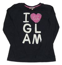 Čierne tričko s nápisom a srdiečkom