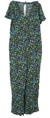 Dámský černo-barevný květovaný letní culottes overal George 