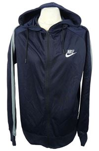 Pánska tmavomodrá športová prepínaci mikina s pruhmi a kapucňou zn. Nike