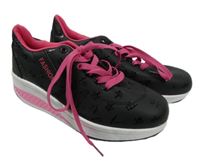 Nové - Dámské černo-bílo-růžové botasky na platformě vel. 38