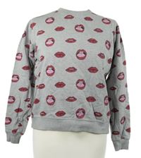 Dámská šedá mikina s potiskem rtů Dedicated