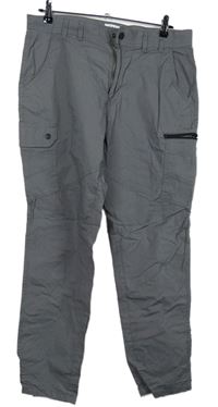 Pánské šedé plátěné kalhoty s kapsami EASY vel. 34R