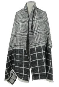 Dámská šedo-kostkovaná pletená šála 