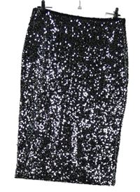 Dámská černo-stříbrná pouzdrová sukně Warehouse 