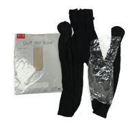 Nové - 2x Dámské černé silonky + tělové punčochy vel. 38-40