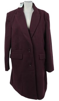 Nové - Dámský vínový flaušový kabát Primark 