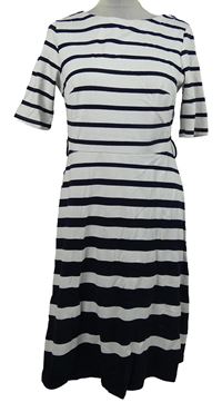 Dámské bílo-tmavomodré pruhované midi šaty Lindex
