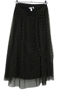 Dámska čierna tylová bodkovaná midi sukňa H&M