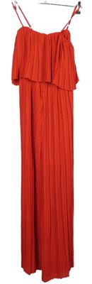 Dámsky červený plisovaný nohavicový overal s volánikom New Look