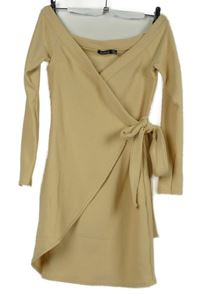 Dámske béžové rebrované zavinovací šaty Boohoo