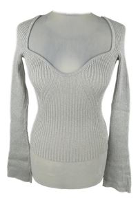 Dámský stříbrný žebrovaný crop svetr H&M