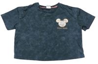 Tmavošedozelené športové crop tričko s Mickey Mousem George