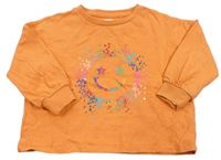 Oranžové oversize tričko so smajlíkom zn. Next