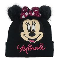 Čierna čapica s Minnie a bambulkami