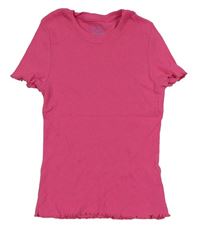 Neonově růžové žebrované crop tričko Primark
