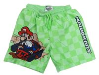Neonově zelené kostkované plážové kraťasy se Super Mario Primark
