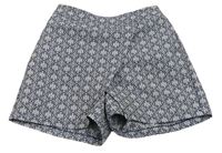 Bielo-tmavomodré vzorované sukňové kraťasy F&F