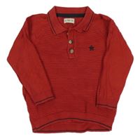 Červený rebrovaný sveter s výšivkou F&F